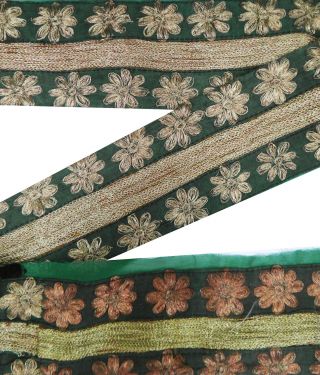 Vintage Indien Craft Sari Border Gestickte Grau Trim Nähen Spitze 1yd Band Bild