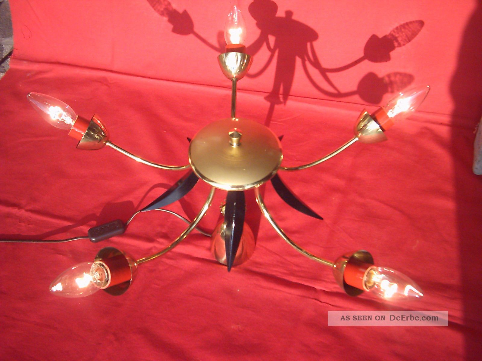 Rockabilly Sputnik Lamp 50 ' Er Jahre,  Vintage,  Spinnenlampe,  Spider Messing Lampe 1950-1959 Bild