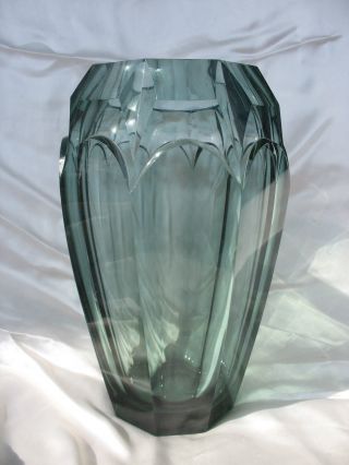 Vase Art Deco Wohl Carl Meltzer Haida BÖhmen Moser Toller Schliff 1,  8 Kg Bild