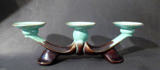 30/50er J.  Art Deco Kerzenleuchter - Halter Goldrand Fließglasur Keramik Bild
