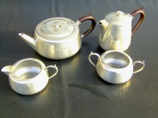 Art Déco 1930 Knighthood Old English Pewter Kaffeekanne,  Teapot,  Milch,  Zucker Bild