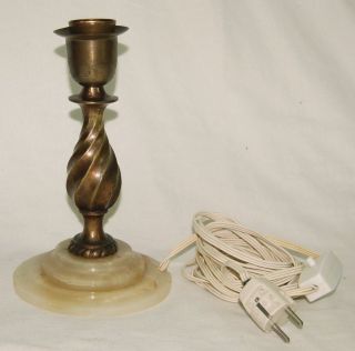 Alte Stehlampe Tischlampe - 20er/30er Jahre - Bronze Mit Onyx Fuß Bild