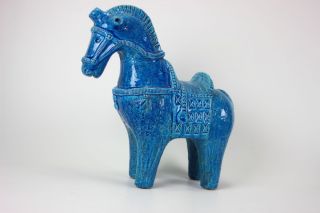 Vintage Mid Century Bitossi Rimini Blue Pferd Horse Cavallo Aldo Londi Italy 60s Bild