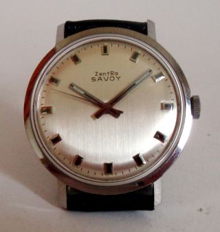 Zentra Savoy Edelstahl Handaufzug Unisex Vintage Watch Space Age 60er Top & Rare Bild