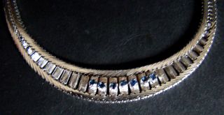 Collier Halskette Mit 7 Saphir Exklusiv Silber 60/70er Top Bild