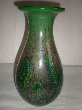 Art Deco Wmf Ikora Glas Vase Um 1920 Xxl Höhe 29 Cm GrÜn Mit Einschmelzungen Bild