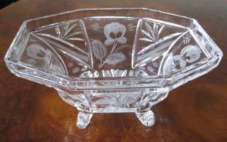 Alte Glasschale Kristallglas Antik Schüssel Obstschale Gebäck Schale Verzierung Bild