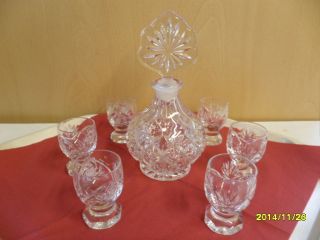 Schöne Kristal - Karaffe Mit 6 Gläsern,  Handgeschliffen,  Mundgeblasen Bild