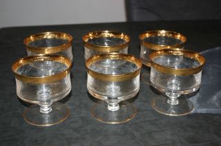 6 StÜck Champagnerschalen Sektschalen GlÄser Murano Medici Mit Goldrand Bild