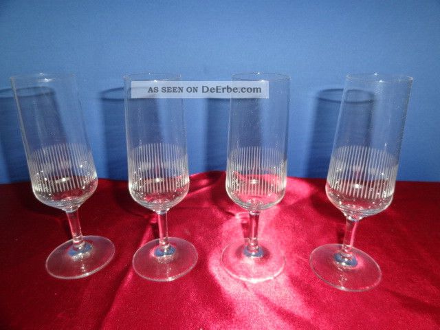 4 Sektgläser Gläser Glas Trinkgläser Geschliffen 50 / 60 Er Jahre
