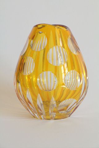 Römer Vase Nachtmann Gelb Facettiert Überfangglas Bleiglas Geschliffen Vintage Bild