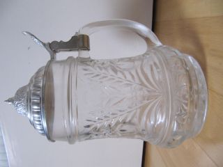 Bierkrugt Aus Glas,  Mit Silbernem Deckel Bild