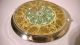 Hohe Tortenplatte Drehbar Gold Türkis Glasplatte Sehr Schwer 60er 70er Jahre Sammlerglas Bild 1