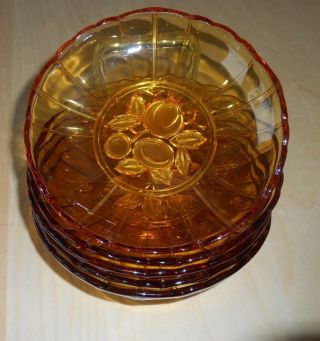 5 Alte Kuchenteller Aus Glas Glasteller Bernsteinfarben Bild