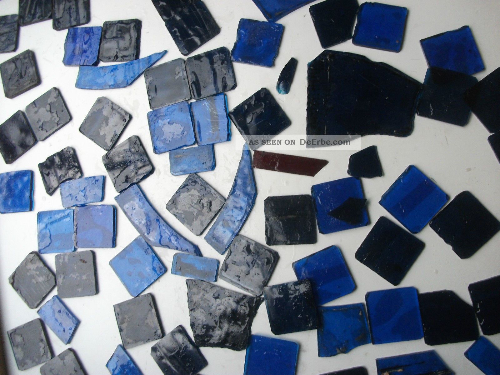 Uraltes Blaues Glas - Butzen Scherben Tiffany Bleiglas Ca.  1000 G Glas & Kristall Bild