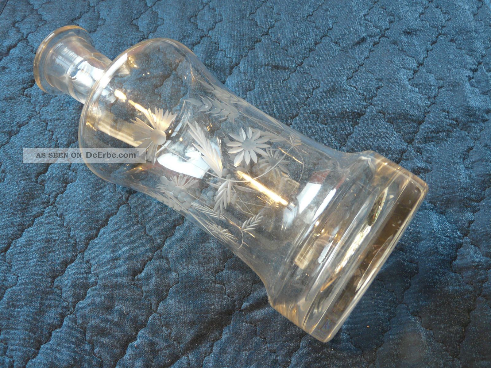 Karaffe Glas Kristall? Geschliffen Kornblumen Korn,  - Stöpsel,  H 25 Cm,  D 9,  5cm Kristall Bild