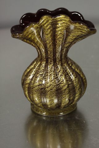 Deco Blumenvase Bauch Vase 11cm Glas Gold Rot Muschel Dekor Handwerk Antik Bild