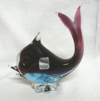 Alte Murano Glas Figur Fisch Mit Etikett Bild