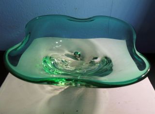 Murano Glas Schale,  Grün,  Mit 4 Einstichen - Sehr Schöne Glasschale Bild