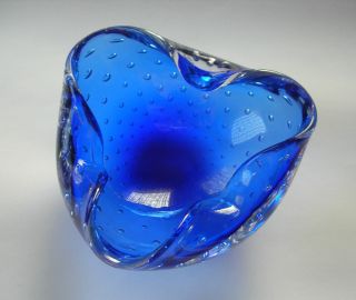 Murano Aschenbecher Schälchen Luftblasen Bulicante Überfangglas Bicolor Blau Bild