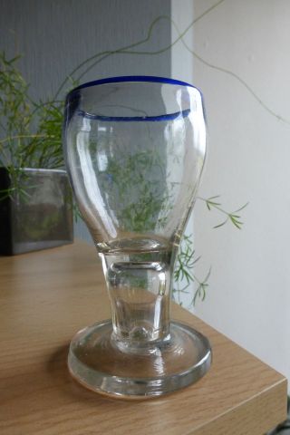 Antik Blaurandglas Kutscherglas Wachtmeister Blaurand Biedermeier Bild