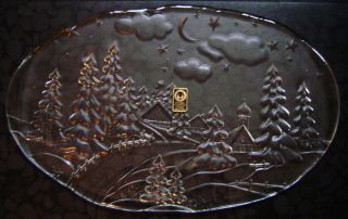 Walther Kristallglas Platte Oval,  Weihnachten Winter Landschaft,  43 Cm 1,  5 Kg Bild
