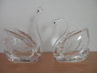 Ein Paar Kristallglas SchwÄne - WunderschÖner Schliff - Dachbodenfund Bild