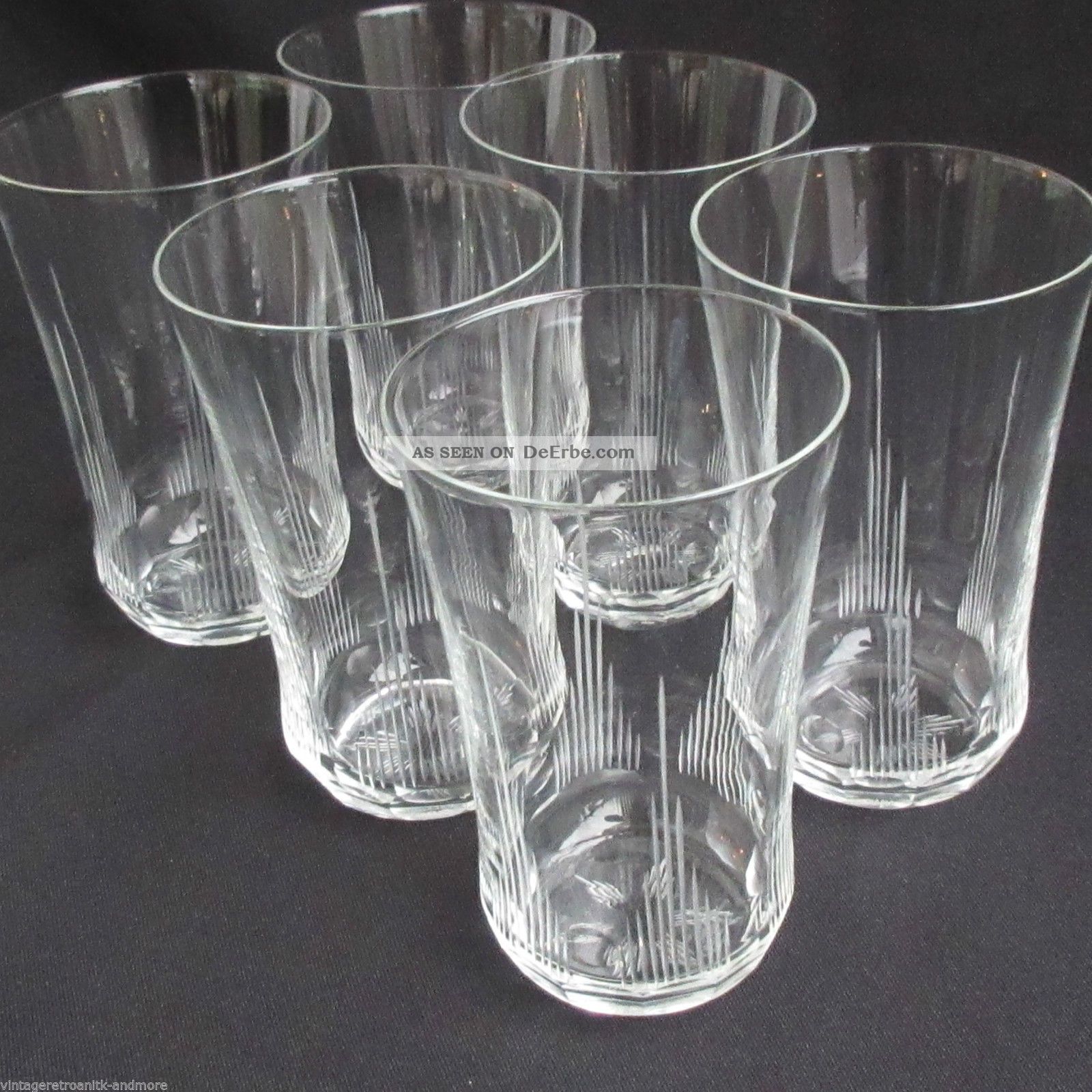 Alte Art Deco WasserglÄser SaftglÄser Feiner Streifen Schliff 6 Stück Kristall Bild