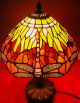 Tiffany Lampe Sehr Selten Rot - Töne Libelle,  Schwerer Messingfuß Glas & Kristall Bild 1