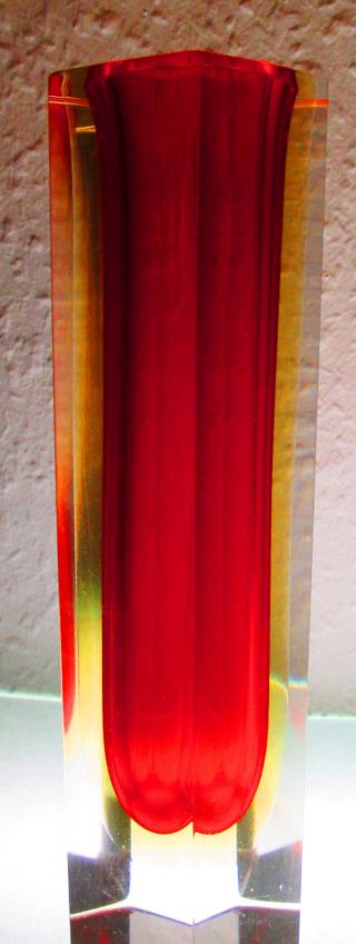 Murano 6 Eck Vase 3 Farbig Tricolor Bild