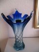 Murano Glas Seguso Vase Zipfelvase Art Deco Italy Glass Deco Blau Gedreht 29cm Glas & Kristall Bild 1