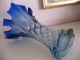 Murano Glas Seguso Vase Zipfelvase Art Deco Italy Glass Deco Blau Gedreht 29cm Glas & Kristall Bild 6