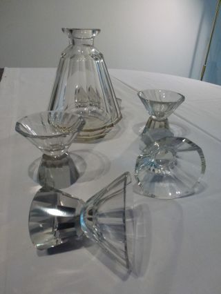 Moderne Kristall - Karaffe Mit Vier Gläsern (ca.  1930 - 1950) Bild