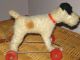 Alter Plüschhund Auf Rädern,  Hund Strohgefüllt Stofftiere & Teddybären Bild 3