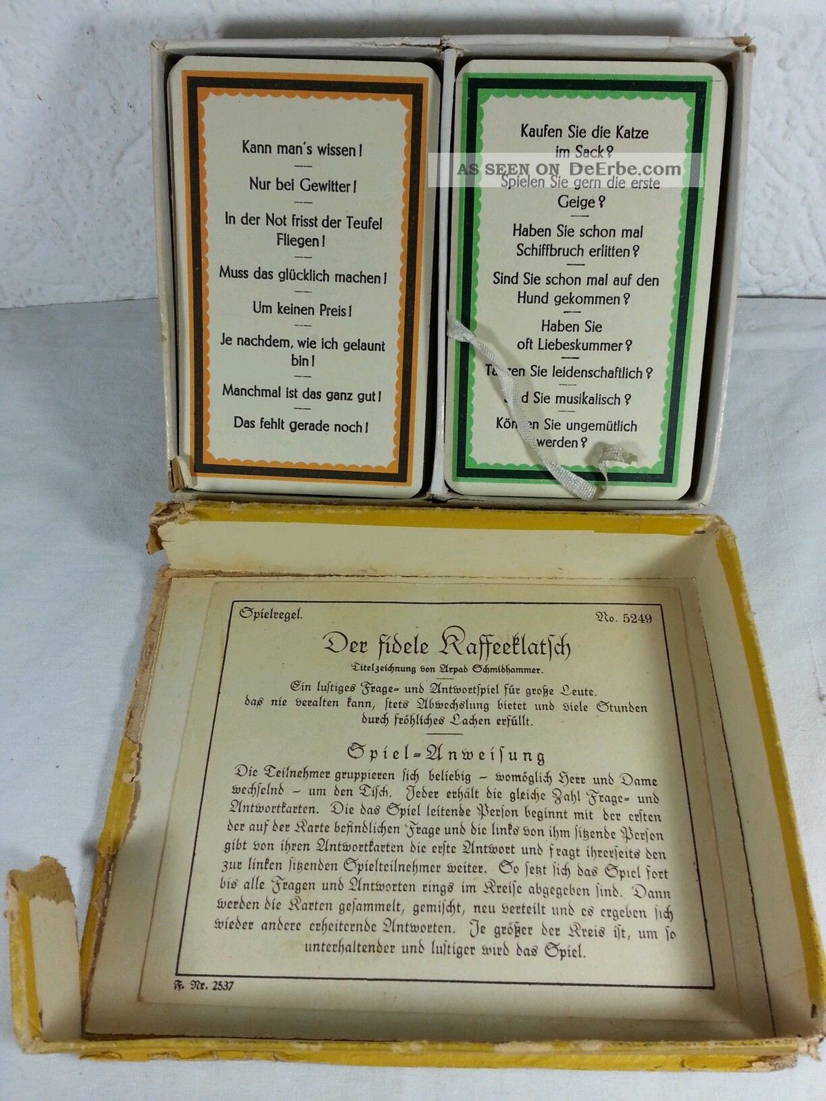 frage und antwort spiel Uraltes Antikes Frage - Antwort - Spiel " Der Fidele Kaffeeklatsch " Ca