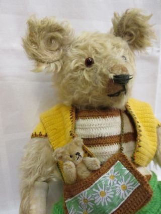 Großer Mohair Teddy (530 Mm) & Miniatur Teddy Mit Knopfaugen Bild