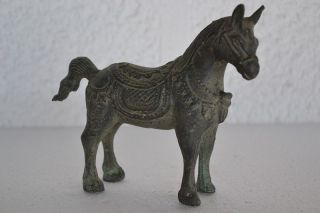 Antikes Messing Pferd Spielzeug Handarbeit Aus Indien 700 G Sehr Selten Bild