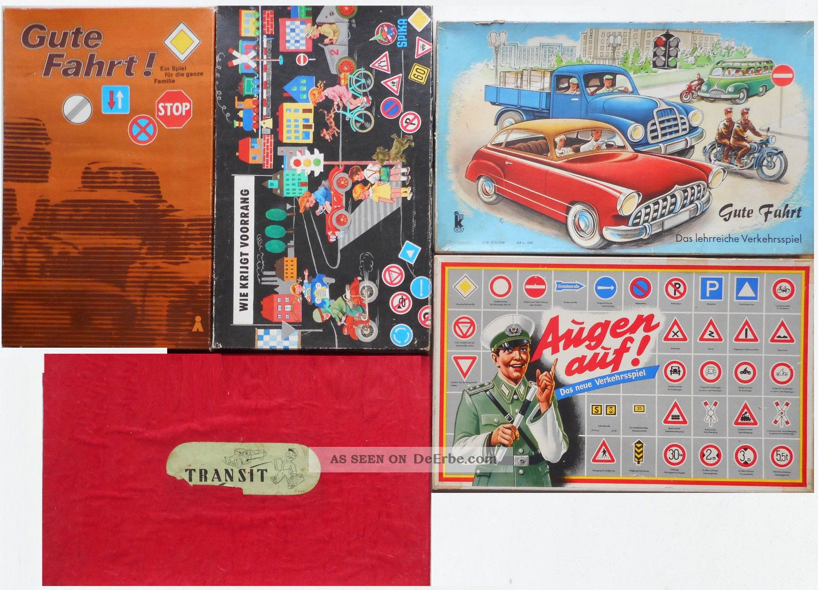 Konvolut Mit 5 Alten Ddr - Verkehrs - Würfelspielen (siehe Beschreibung) Gefertigt nach 1945 Bild