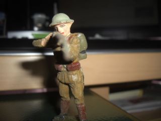 Lineol Soldat Belgier Od.  Engländer? Schiessend 8 Cm Mit Gewehr Lineol Bild