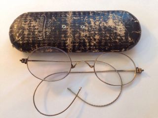 Antike Nickelbrille Um 1915 Mit Etui Brille Metal - Rimmed Glasses 1900 Biegsam Bild