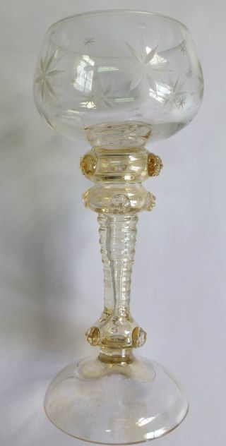 Weißweinglas Von Theresienthal - Bernstein - Geschliffen - Glas 17,  5 Cm Bild