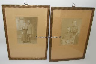 2 Gleiche Alte Bilderrahmen Um 1900 Mit Soldatenfotos 30,  5x21,  2cm Bild