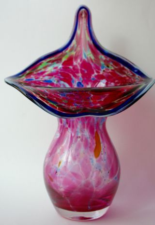 Jugendstil - Vase Aus Mundgeblasenem Transparentem Glas & Farbigen Einschmelzungen Bild