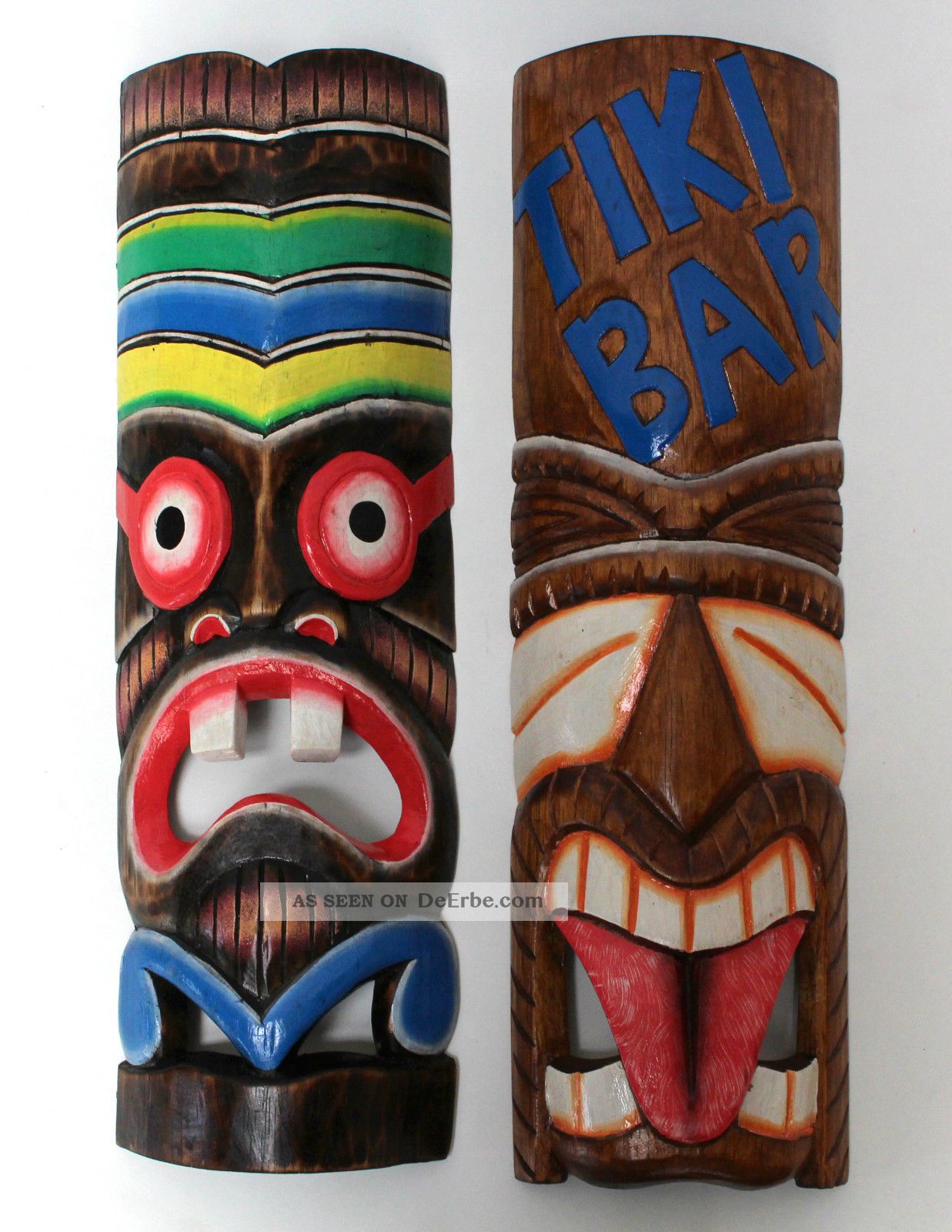 2x Hawaii Masken Südsee Style Aloha Tiki Wandmasken Maske 50cm Maskenset 73/15 Internationale Antiq. & Kunst Bild