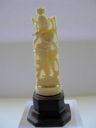 Antik Geschnitzte Figur Aus Bein - Tänzerin - Asiatika - Miniatur - Bild