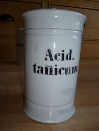 Apothekentiegel Antik 18 Cm Hoch Porzellan Apotheke Gefäß Um 1900 Acid.  Tanicum Bild