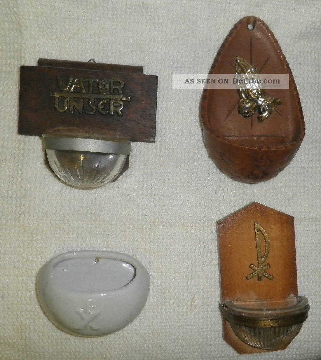4 Alte Weihwasserkessel Weihwassergefässe Weihwasserbecken 40er - 70er Jahre Kirchliches Gerät & Inventar Bild