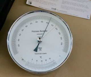 Altes Lufft Präzisions Barometer Mit Thermometer Mit Etui & Prüfschein Bild
