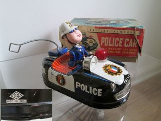 Polizei Blechauto Blechspielzeug Police Car Tin Toy K O Tn Nomura ? Mit Karton Bild