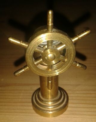 Altes Schiffs - Steuerrad Mit Kompass Ca.  50 Jahre Alt Mit Funktionen Miniatur Bild